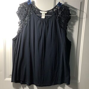 H&M Navy Lace Detail Women's Blouse